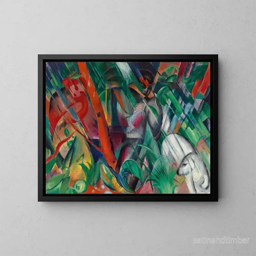 Reproduktion av målningen Under regnet – Franz Marc