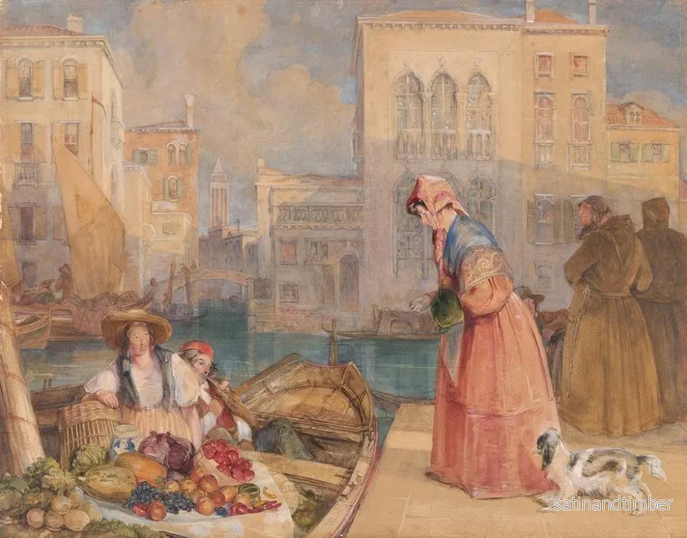 Reproduktion av målningen Vendeurs de fruits sur un canal vénitien - John Frederick Lewis - Bild 2