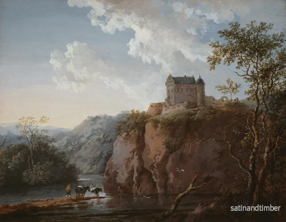 Reproduktion av målningen Château sur un rocher au-dessus d'une vallée inondée - Johann Georg Wagner - Bild 2