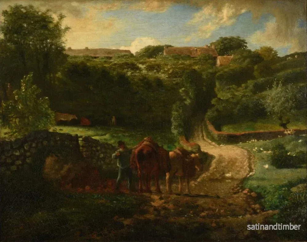 Reproduktion av målningen Hameau Cousin Gréville - Jean-François Millet - Bild 2