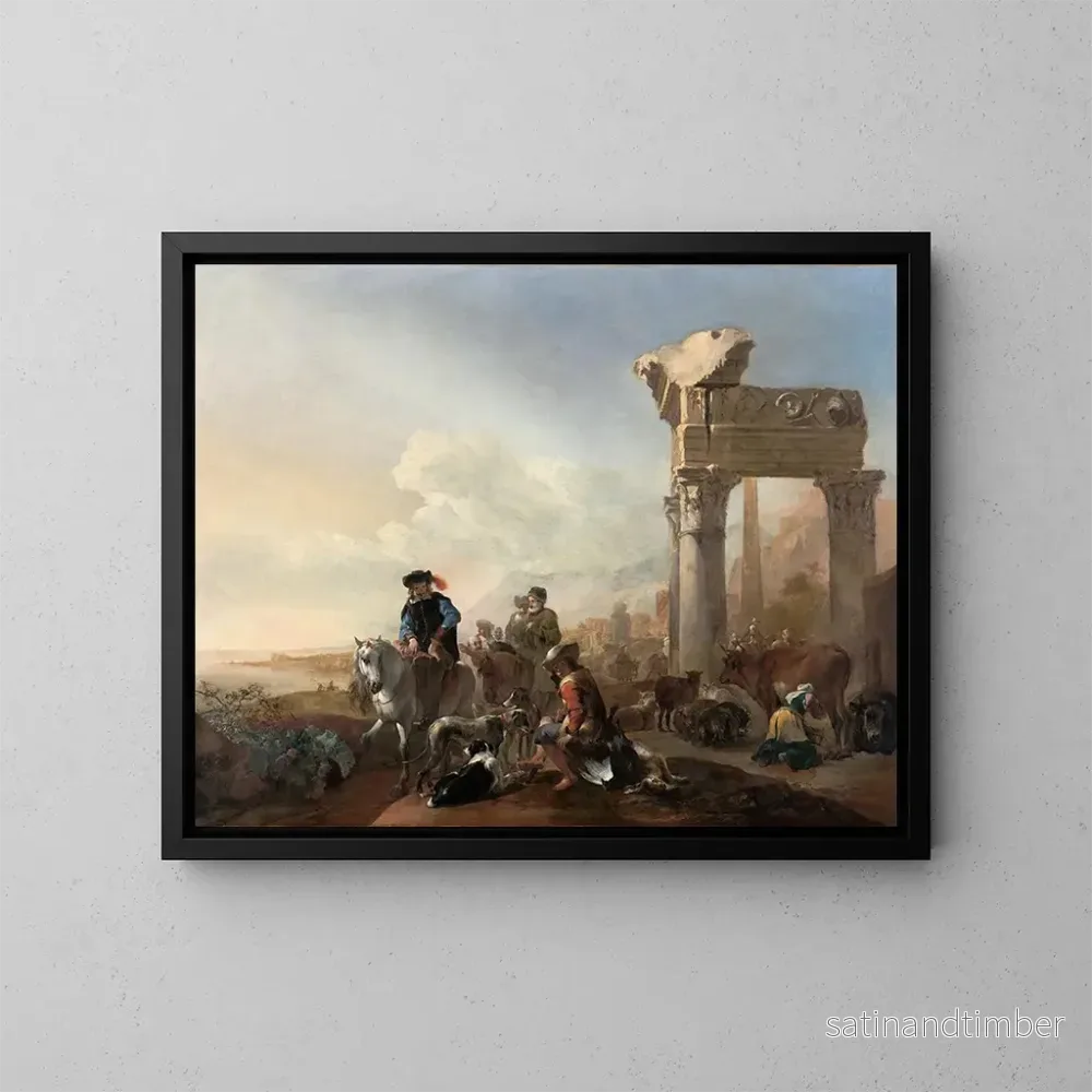 Reproduktion av målningen Jägare nära ruiner – Jan Baptist Weenix Reproduktion av målningen Jägare nära ruiner – Jan Baptist Weenix