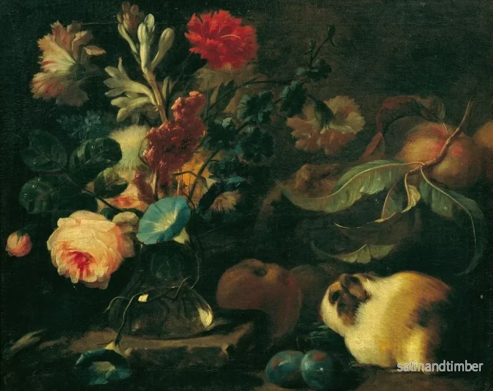 Reproduktion av målningen av naturtavla med marsvin, blommor och frukter - Franz Werner von Tamm - Bild 2
