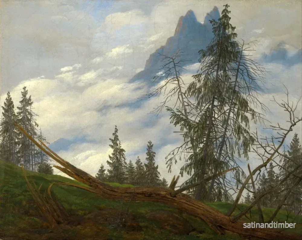 Reproduktion av målningen av bergstopp med flytande moln - Caspar David Friedrich - Bild 2
