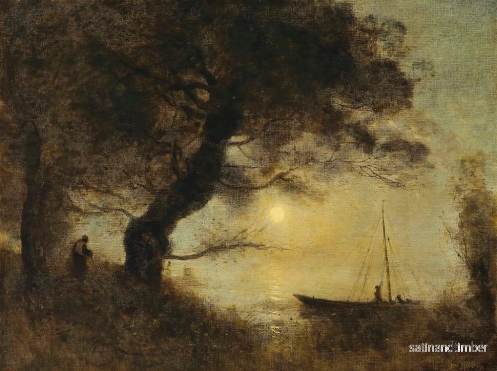 Reproduktion av målningen Le Bateau au clair de lune - Jean-Baptiste-Camille Corot - Bild 2
