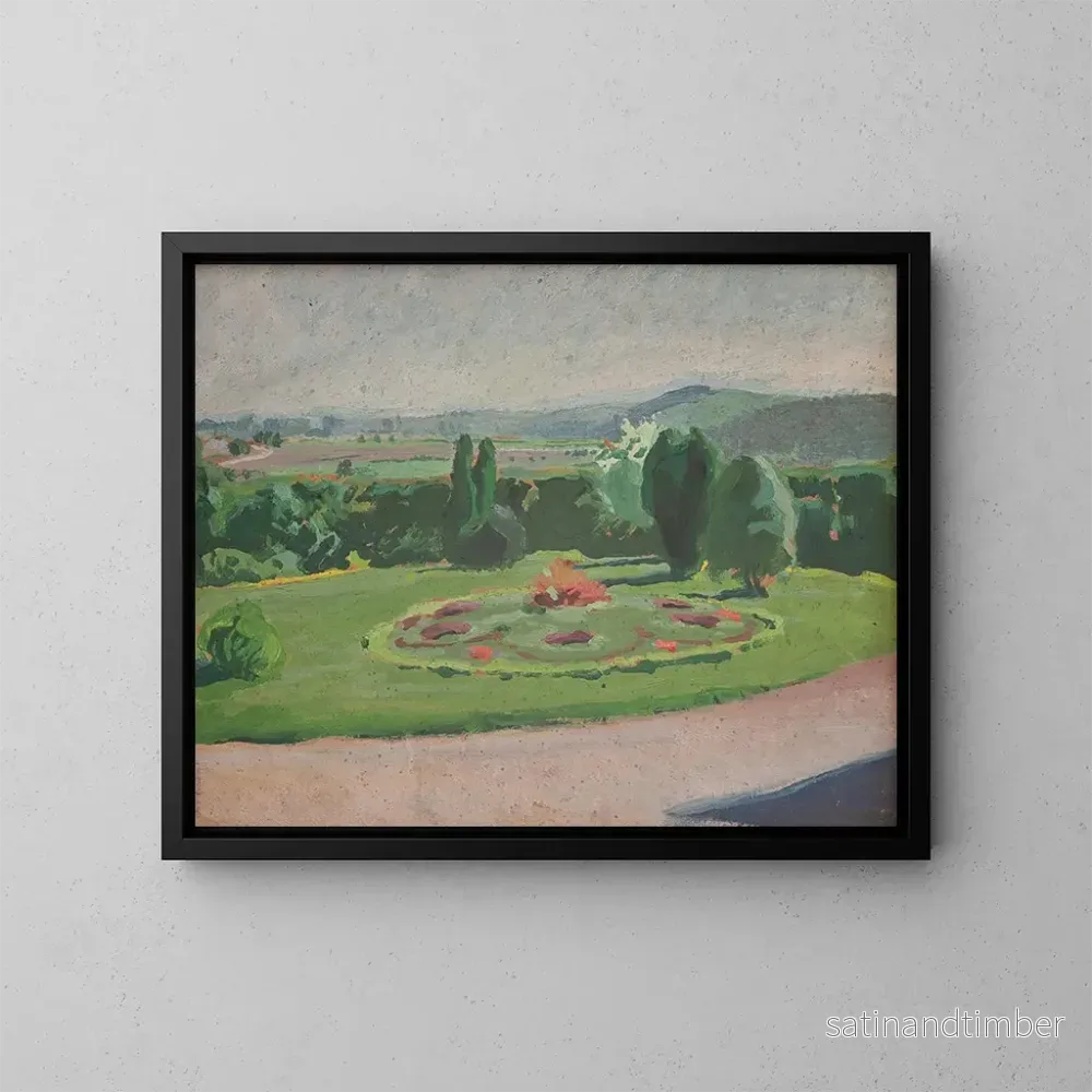 Reproduktion av målningen Parterre de fleurs devant le manoir - Józef Mehoffer