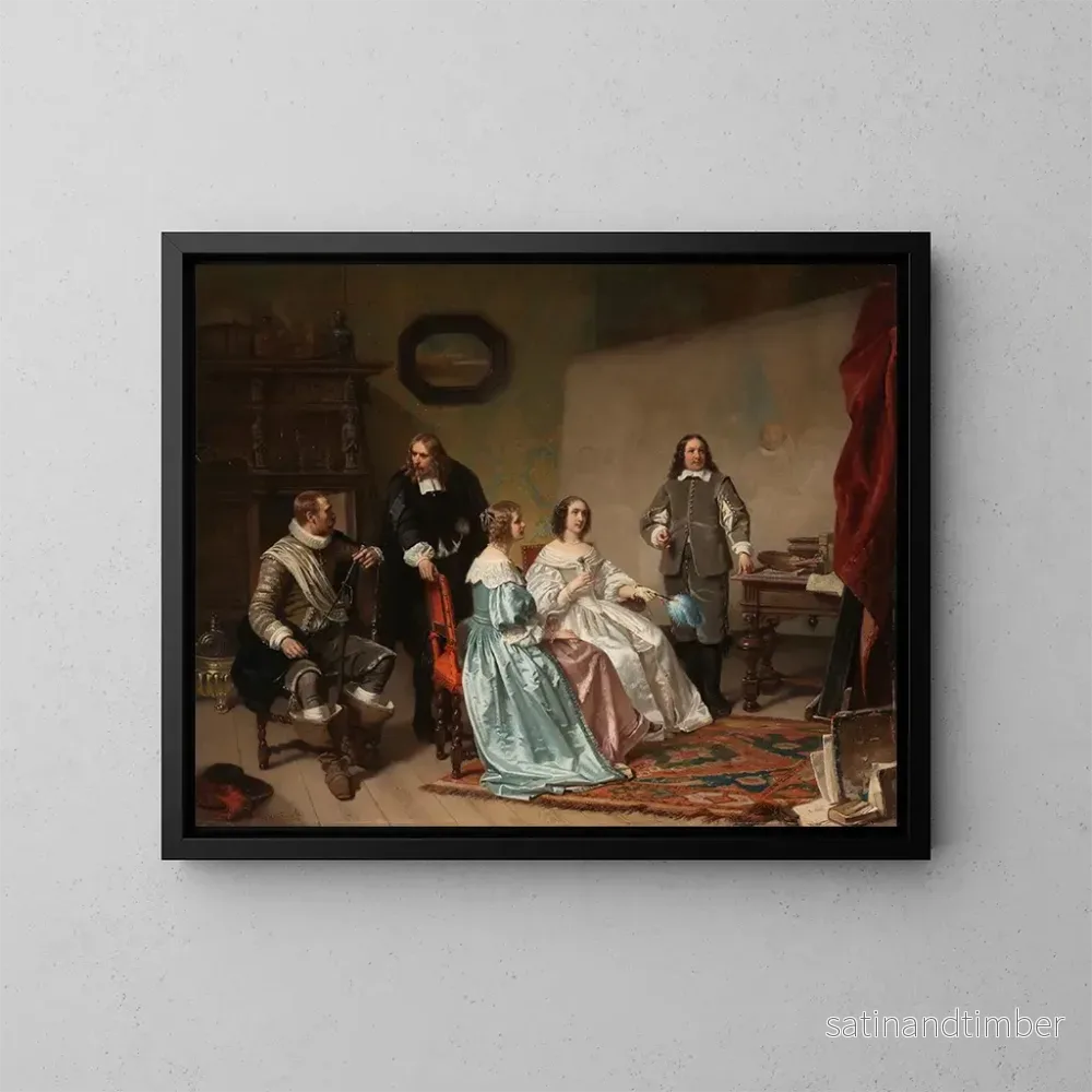 Reproduktion av målningen La princesse d'Orange visitant l'atelier de Bartholomeus van der Helst - Hendrik Jacobus Scholten