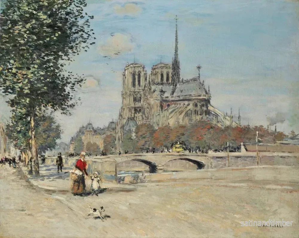 Reproduktion av målningen Notre-Dame de Paris och Ärkebiskopsbron - Jean François Raffaëlli - Bild 2
