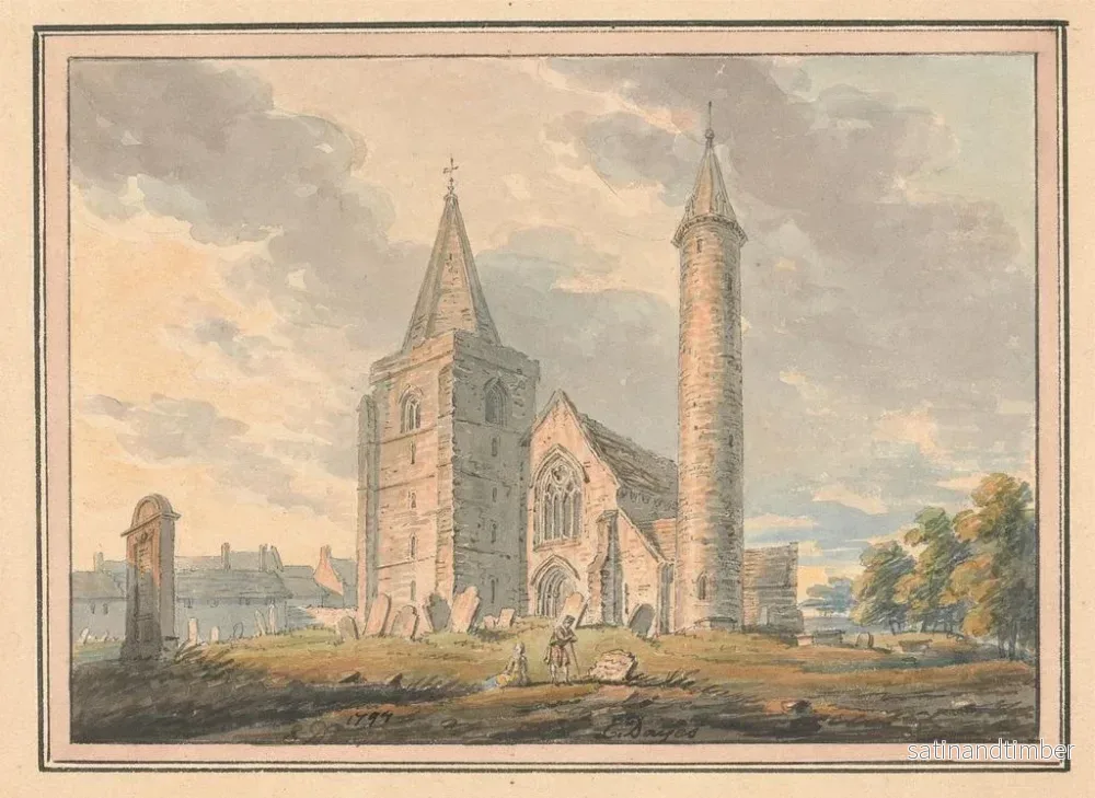 Reproduktion av målningen av Brechin-katedralen och rund torn, Forfarshire, Skottland - Edward Dayes - Bild 2