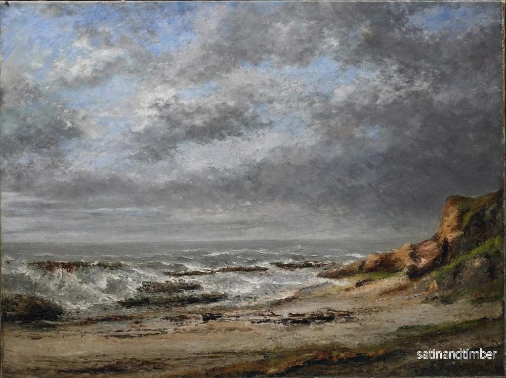 Reproduktion av målningen Vy av ett stormigt hav nära en klippa - Gustave Courbet - Bild 2