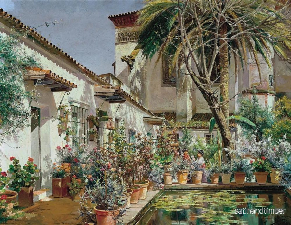 Reproduktion av målningen av det första atriet i Santa Paula-klostret i Sevilla - Manuel García y Rodríguez - Bild 2
