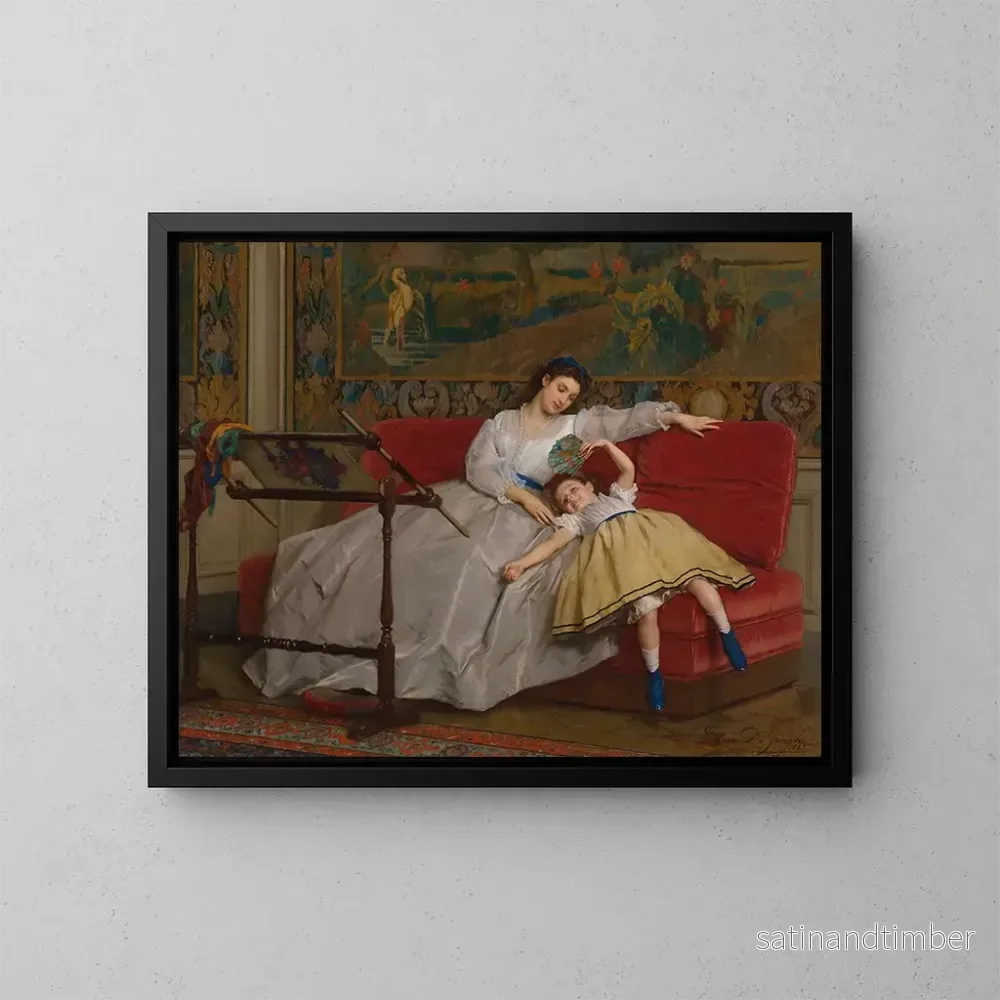 Reproduktion av målningen Moder med sin unga dotter - Gustave Léonard de Jonghe