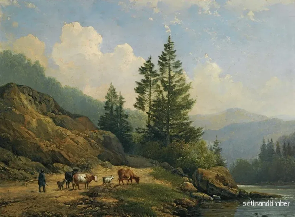 Reproduktion av målningen Ett hjord av nötkreatur i ett bergigt landskap - Hendrikus van de Sande Bakhuyzen - Bild 2