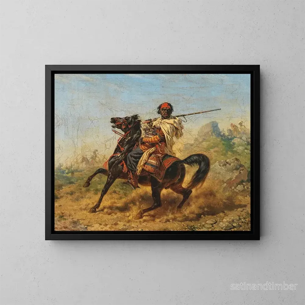 Reproduktion av målningen Le Cavalier noir - Franz Anton Stragschwandtner