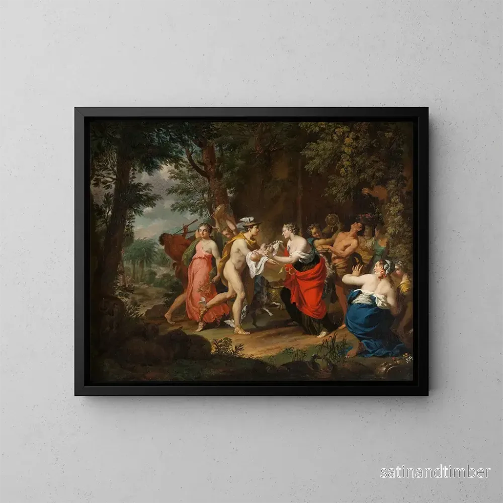 Reproduktion av målningen Mercure confiant l'enfant Bacchus aux nymphes sur Nysa - Carl Marcus Tuscher