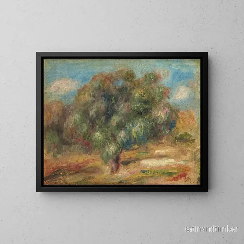 Reproduktion av målningen Landskapsbild med kvinna som odlar trädgård - Pierre-Auguste Renoir