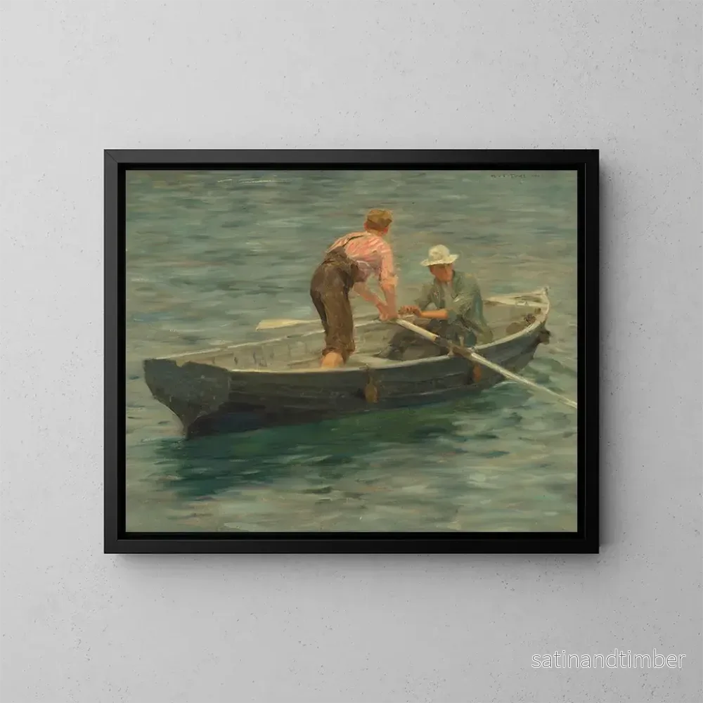 Reproduktion av målningen av Kaptenens landstigning - Henry Scott Tuke