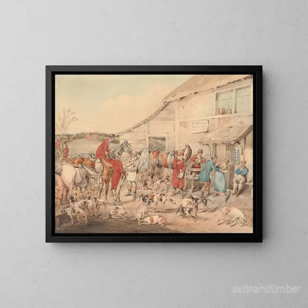 Reproduktion av målningen La chasse au renard: le rafraîchissement - Henry Thomas Alken