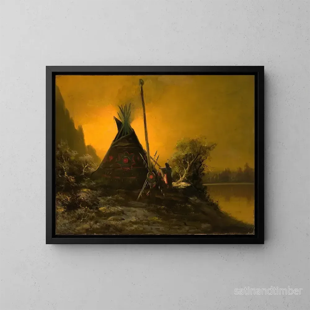 Reproduktion av målningen av en nattlig scen med en indianertipi – Benjamin Raborg Reproduktion av målningen av en nattlig scen med en indianertipi – Benjamin Raborg