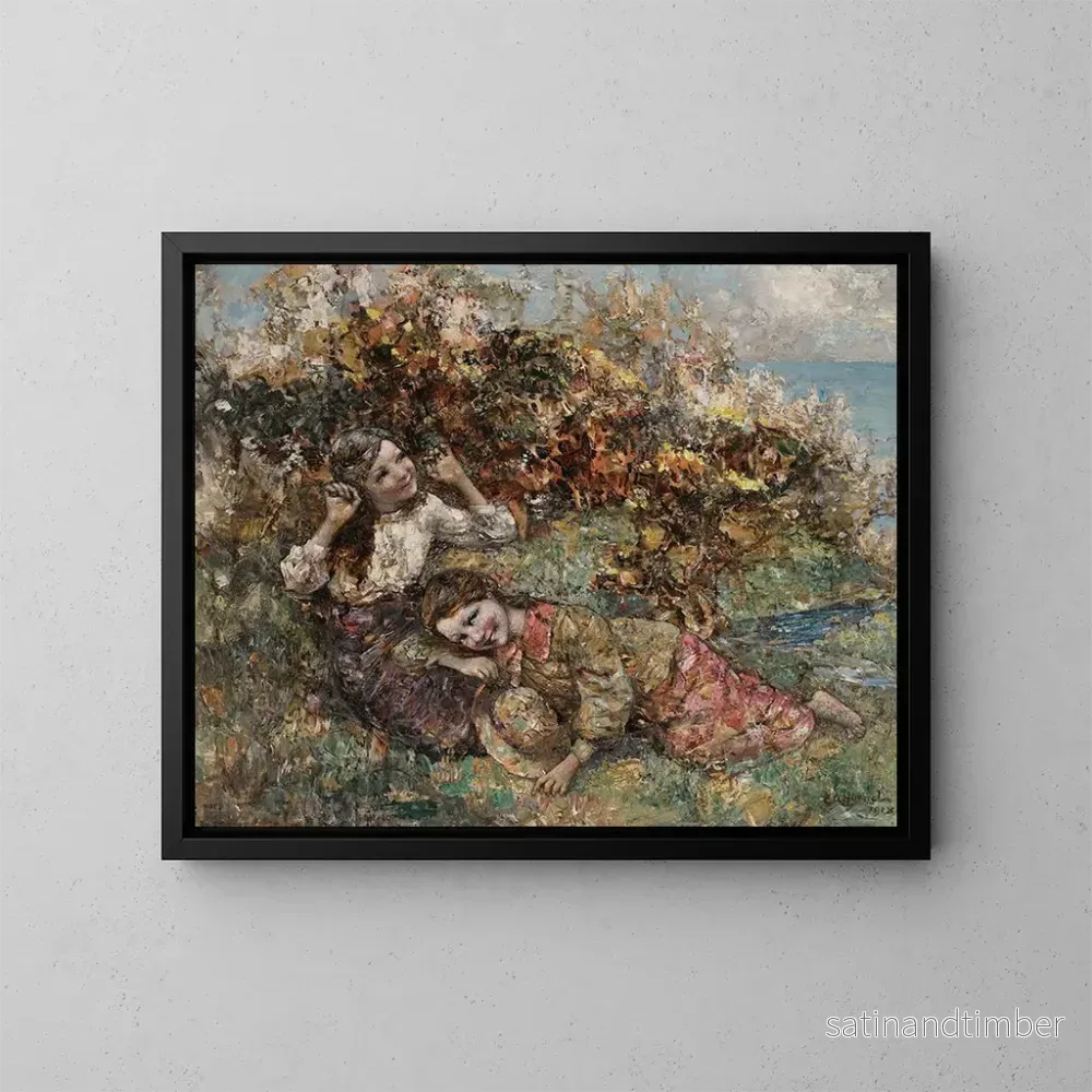 Reproduktion av målningen Flickor som plockar vilda blommor - Edward Atkinson Hornel