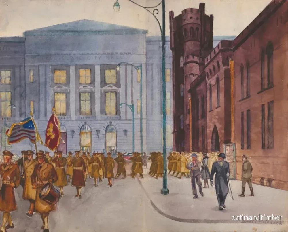 Reproduktion av målningen 112e ingenjörer, vapenföreningen i Cleveland, 6:e gatan och Lakeside - James C. Kulhanek - Bild 2