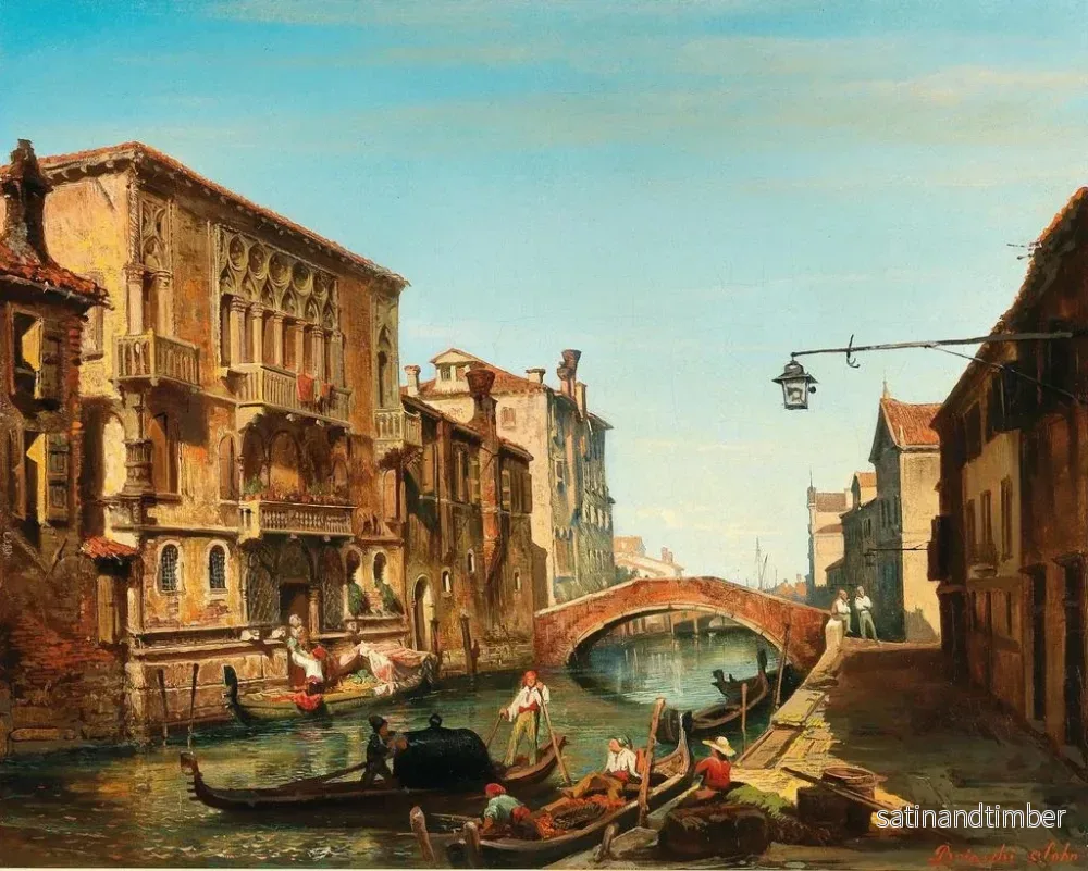 Reproduktion av målningen Venise, vy av Palazzo del Cammello i Cannaregio - Carlo Brioschi - Bild 2