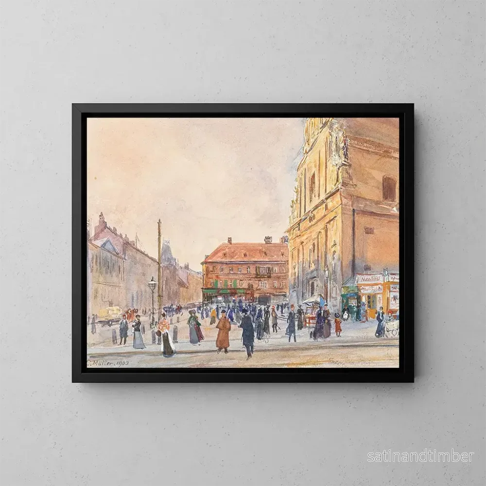 Reproduktion av målningen av kyrkan Carmes i Leopoldstadt - Carl Müller