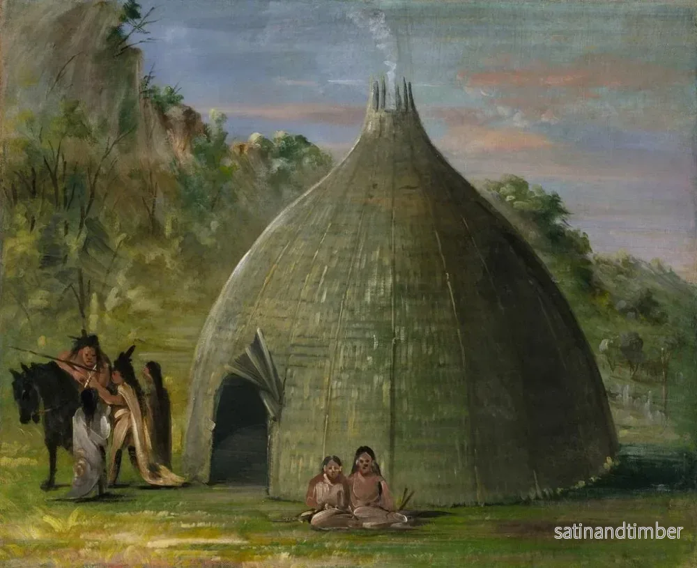 Reproduktion av målningen Lodge de Wichita couvert de prairie - George Catlin - Bild 2