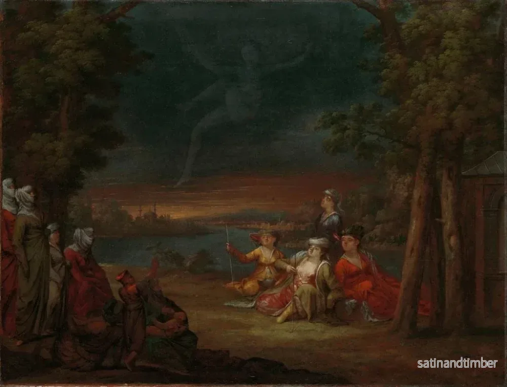Reproduktion av målningen av turkiska kvinnor på landsbygden nära Istanbul - Jean-Baptiste Vanmour - Bild 2