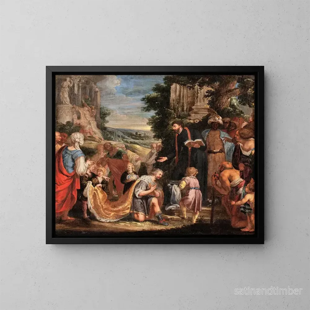 Reproduktion av målningen av Sankt Thomas aposteln döper den indo-parthiske kungen Gudnaphar - Johann König