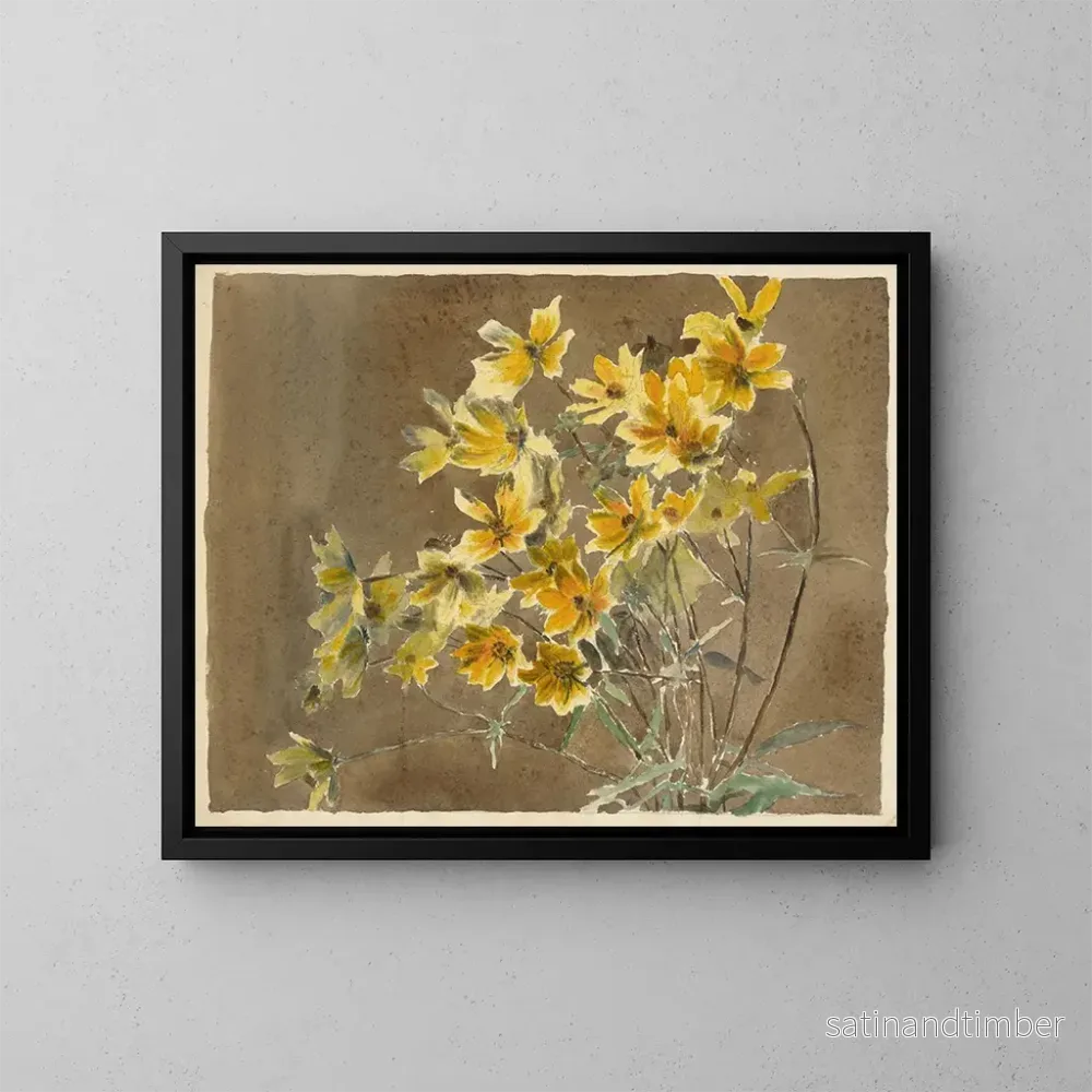 Reproduktion av målningen av gult och orange blommor - Hannah Borger Overbeck