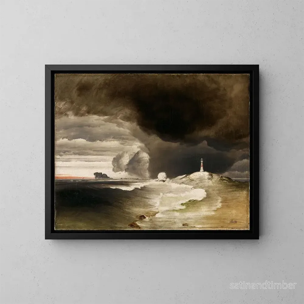 Reproduktion av målningen Fyr på den norska kusten - Peder Balke