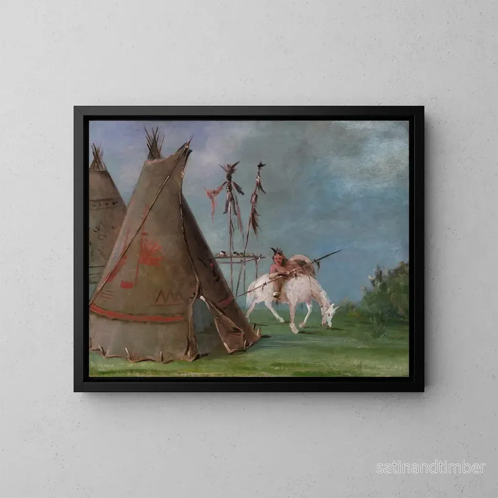 Reproduktion av målningen Lodge comanche av buffelskinn - George Catlin