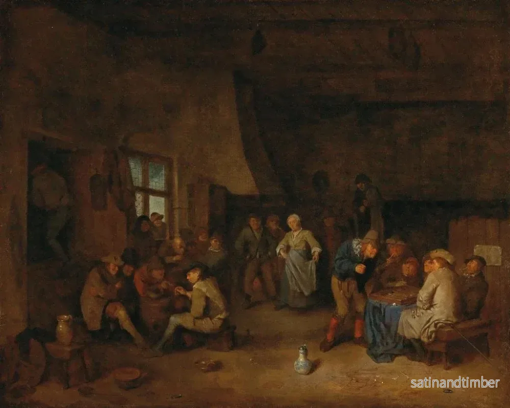 Reproduktion av målningen av inomhus tavla med bönder som spelar triktrak - Egbert van Heemskerck - Bild 2