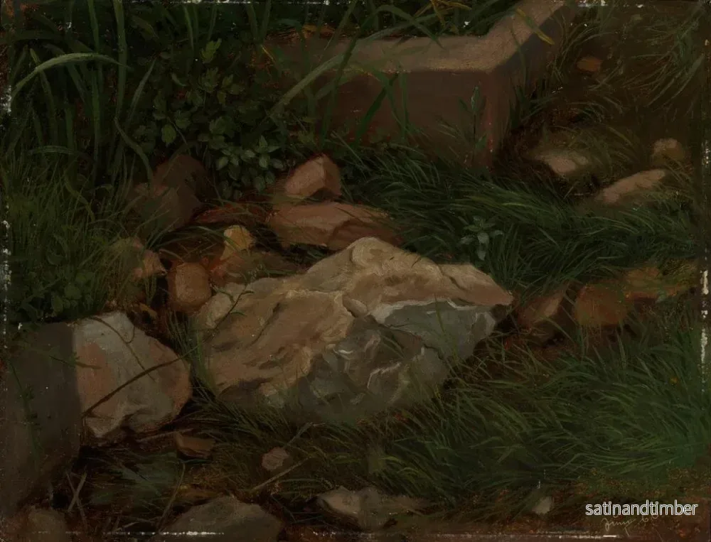 Reproduktion av målningen Pierres dans l'herbe - Hans Thoma - Bild 2
