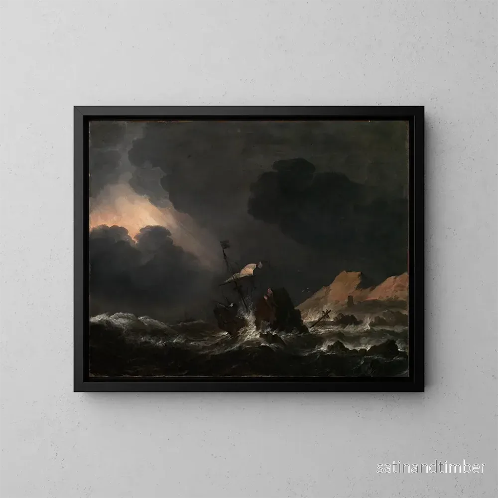 Reproduktion av målningen Storm till sjöss med ett skepp som har strandat – Jan Theunisz Blanckerhoff Reproduktion av målningen Storm till sjöss med ett skepp som har strandat – Jan Theunisz Blanckerhoff