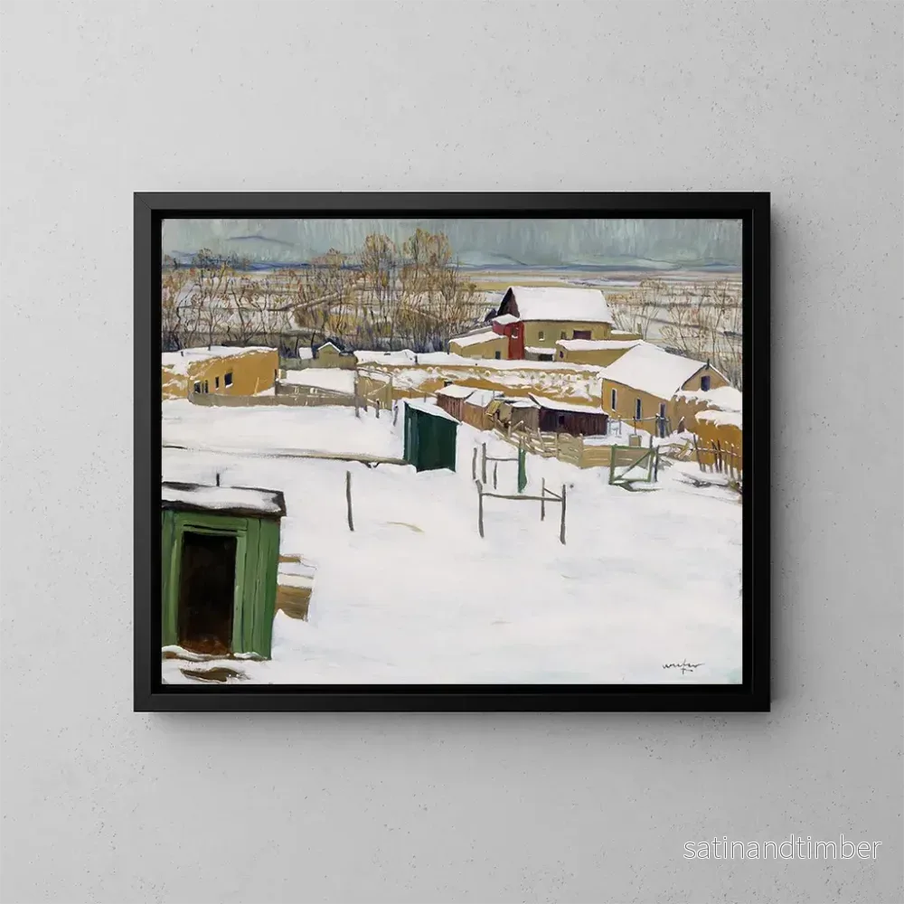 Reproduktion av målningen Taos under snön - Walter Ufer