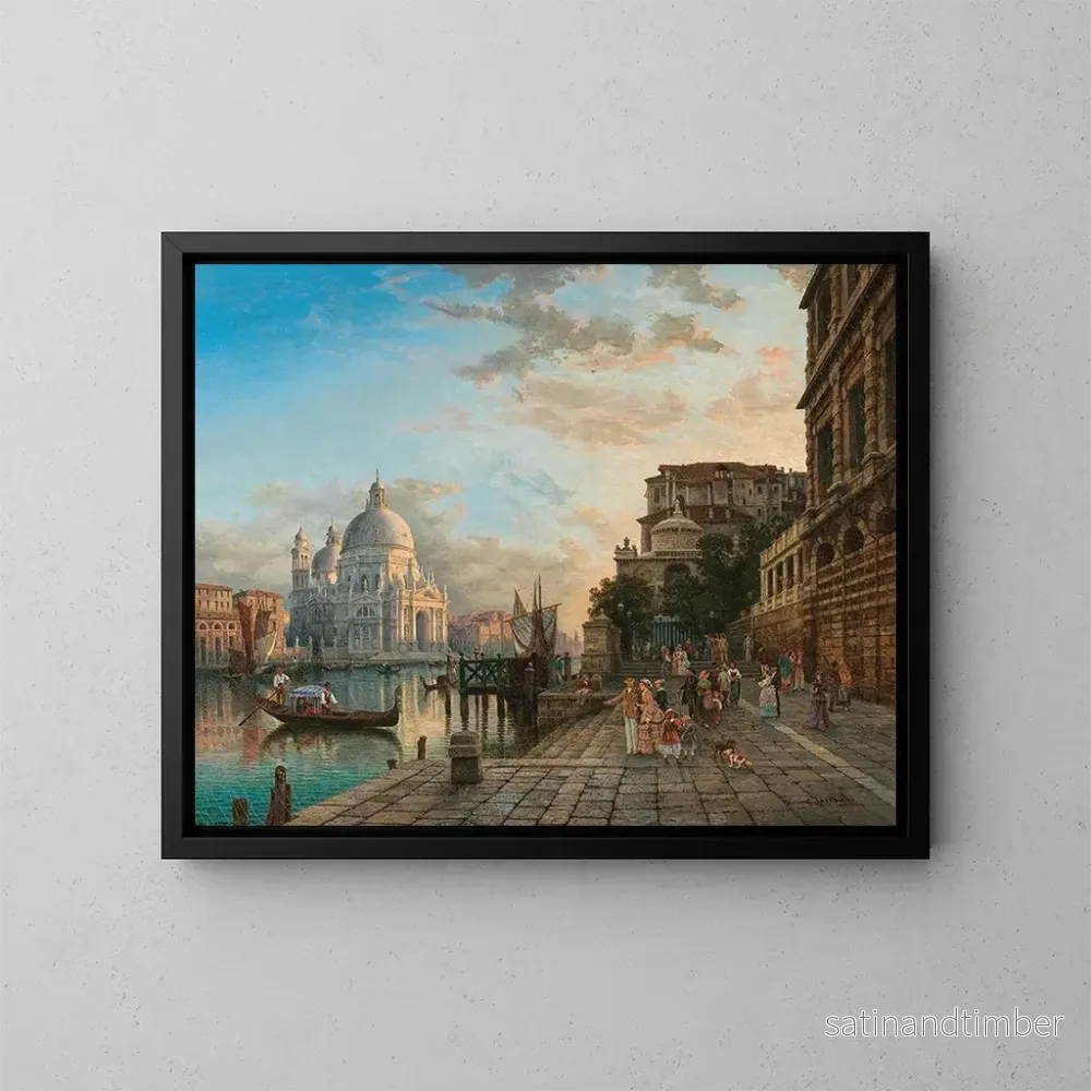 Reproduktion av målningen Café Giardina i Venedig med Santa Maria della Salute – Heinrich Jaeckel Reproduktion av målningen Café Giardina i Venedig med Santa Maria della Salute – Heinrich Jaeckel