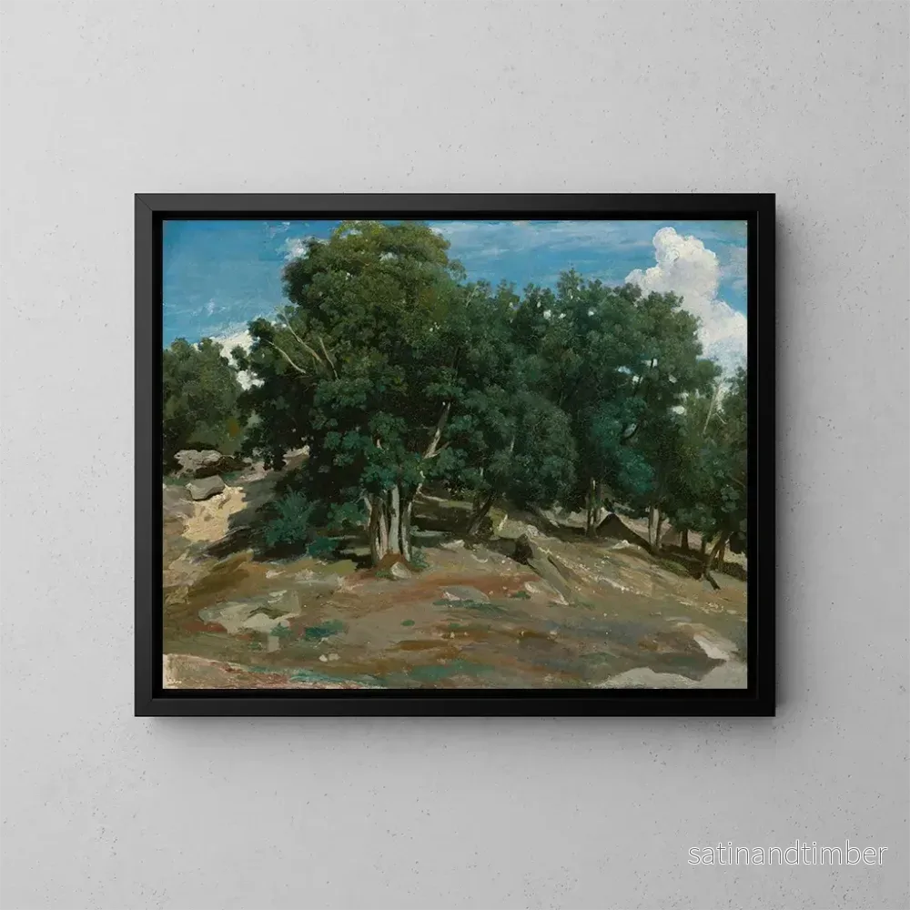 Reproduktion av målningen Chênes de Fontainebleau à BasBrau - Jean-Baptiste-Camille Corot