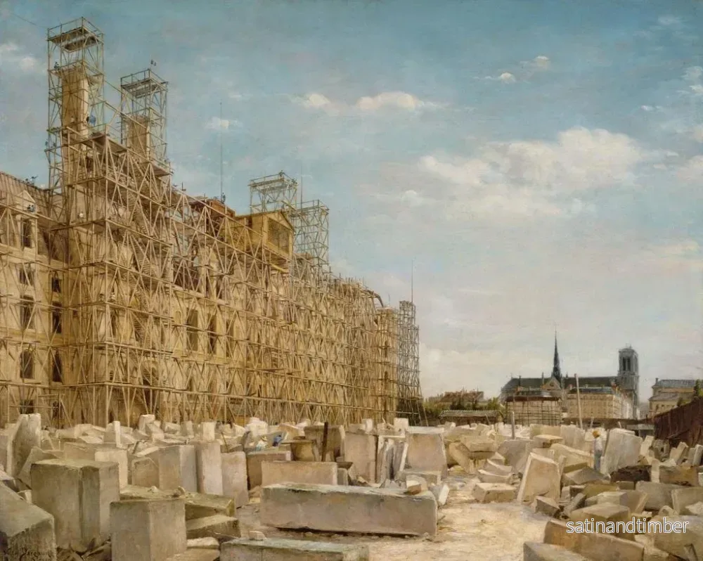 Reproduktion av målningen L'Hôtel de Ville under reconstruction - Paul-Joseph-Victor Dargaud - Bild 2