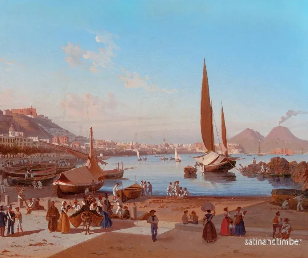 Reproduktion av målningen av Neapel med Vesuvius i fjärran - Edward William Cooke - Bild 2