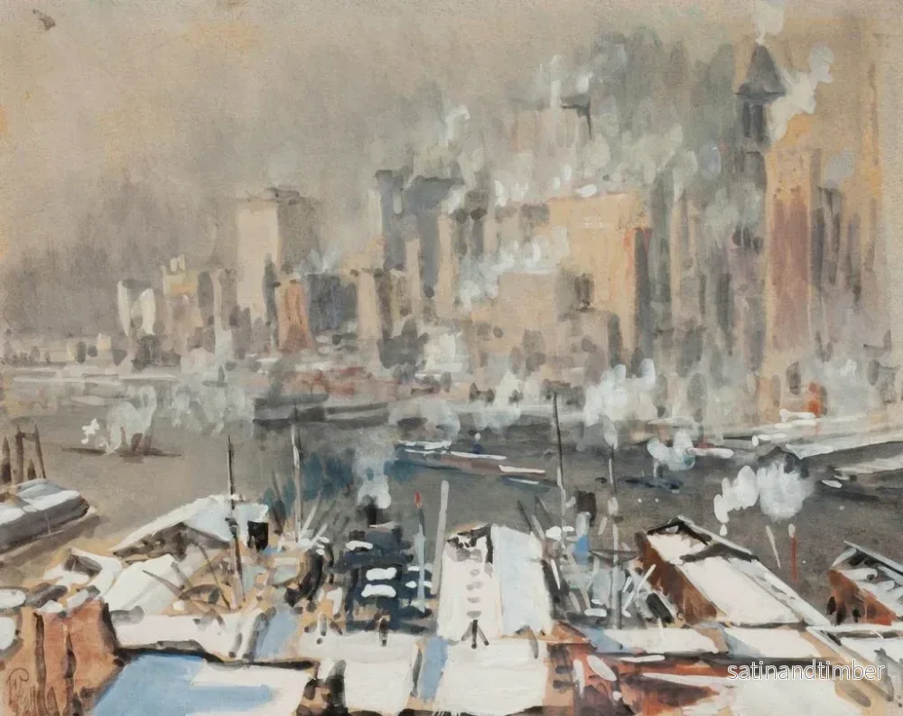 Reproduktion av målningen av Port of New York - Joseph Pennell - Bild 2