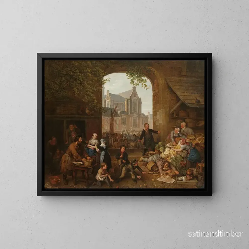 Reproduktion av målningen av två fyllona på marknaden nära Westerkerk i Amsterdam – Peter Paul Joseph Noël
