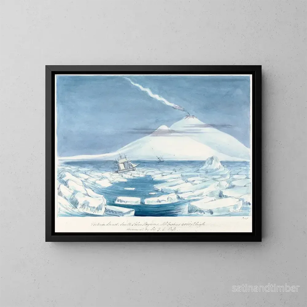 Reproduktion av målningen av Antarktiska regioner på jorden Victoria, Mount Erebus - Charles Hamilton Smith