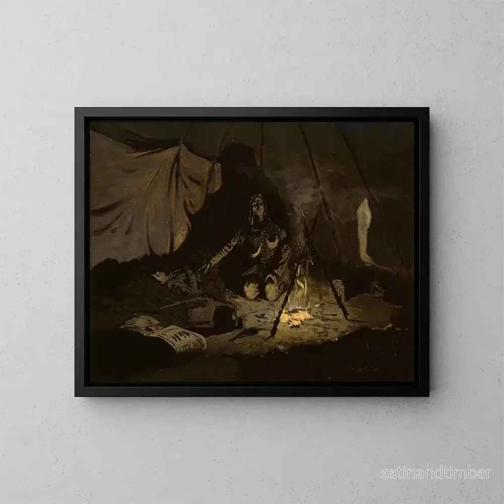 Reproduktion av målningen Les feuilles sèches ont duré plus longtemps qu'elle - Frederic Remington