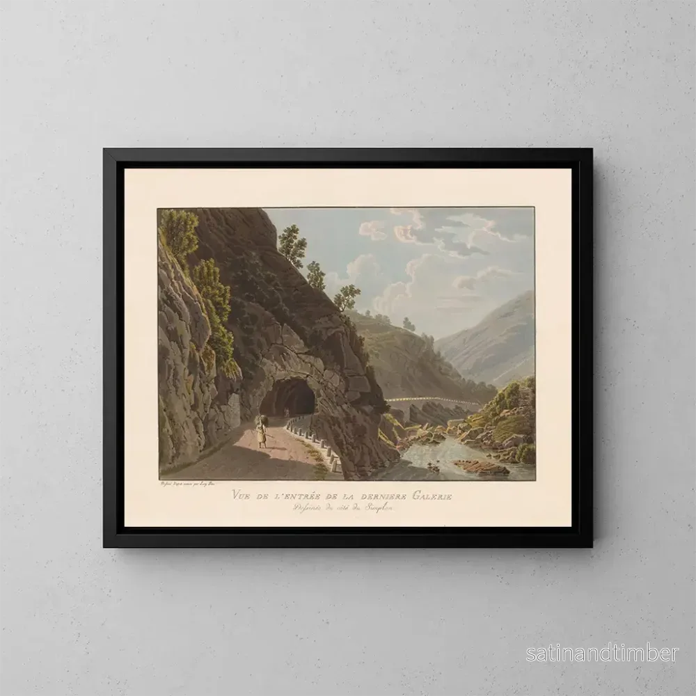 Reproduktion av målningen Vue de l'entrée de la dernière galerie dessinée du côté du Simplon - Gabriel Lory le Jeune
