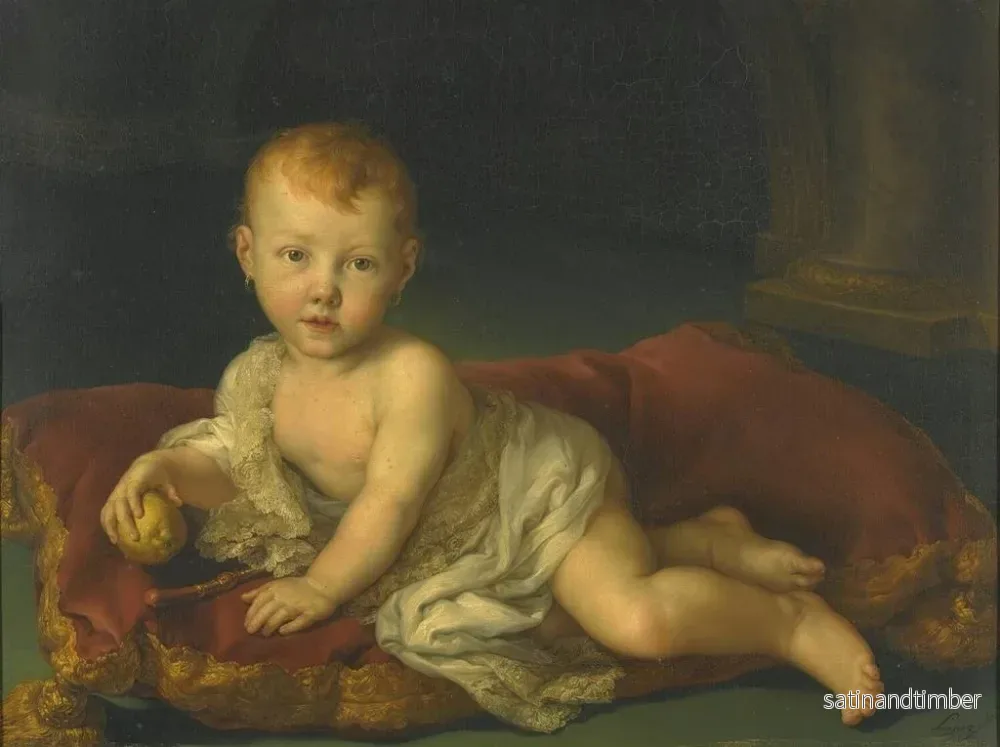 Reproduktion av målningen av porträttet av Isabelle de Bourbon, infanta av Spanien, 1821-1897, bebis - Vicente López Portaña - Bild 2