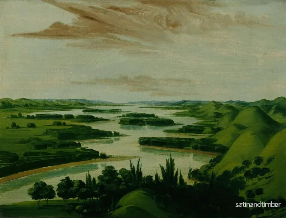 Reproduktion av målningen Vue depuis la tombe de Floyd, 1300 miles au-dessus de Saint-Louis - George Catlin - Bild 2