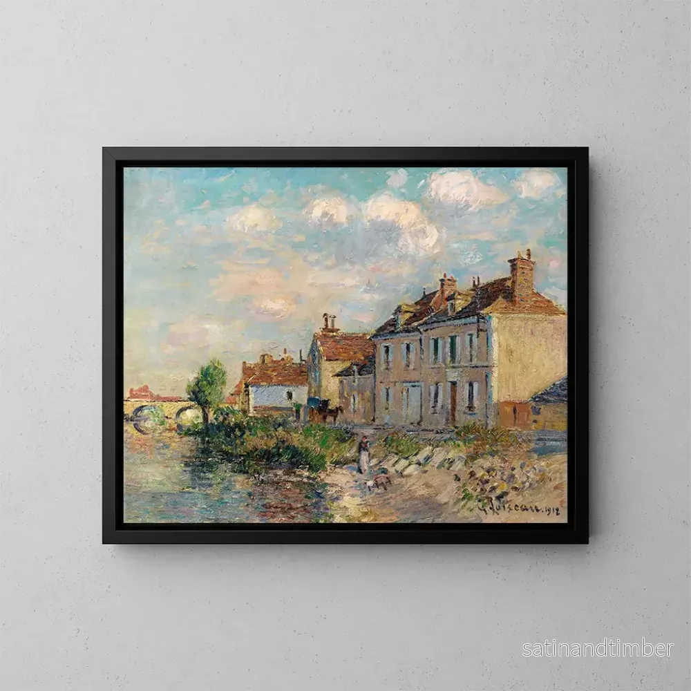 Reproduktion av målningen Le Quai Saint-Martin, Auxerre - Gustave Loiseau