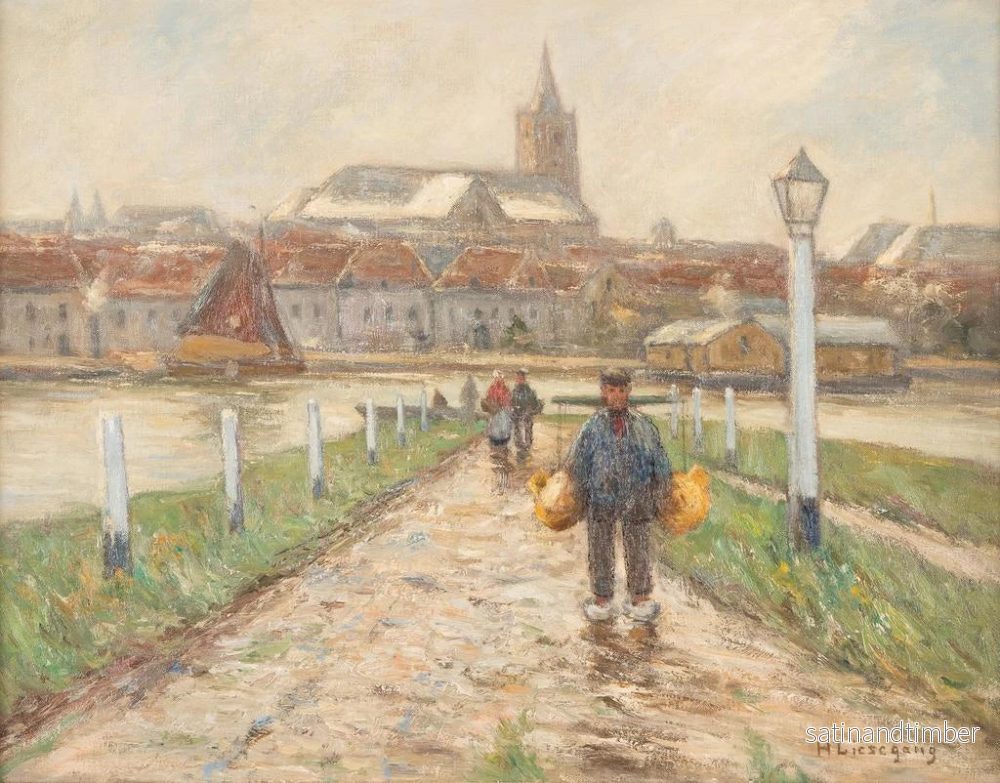 Reproduktion av målningen av stad vid floden på nedre Rhen - Helmuth Liesegang - Bild 2