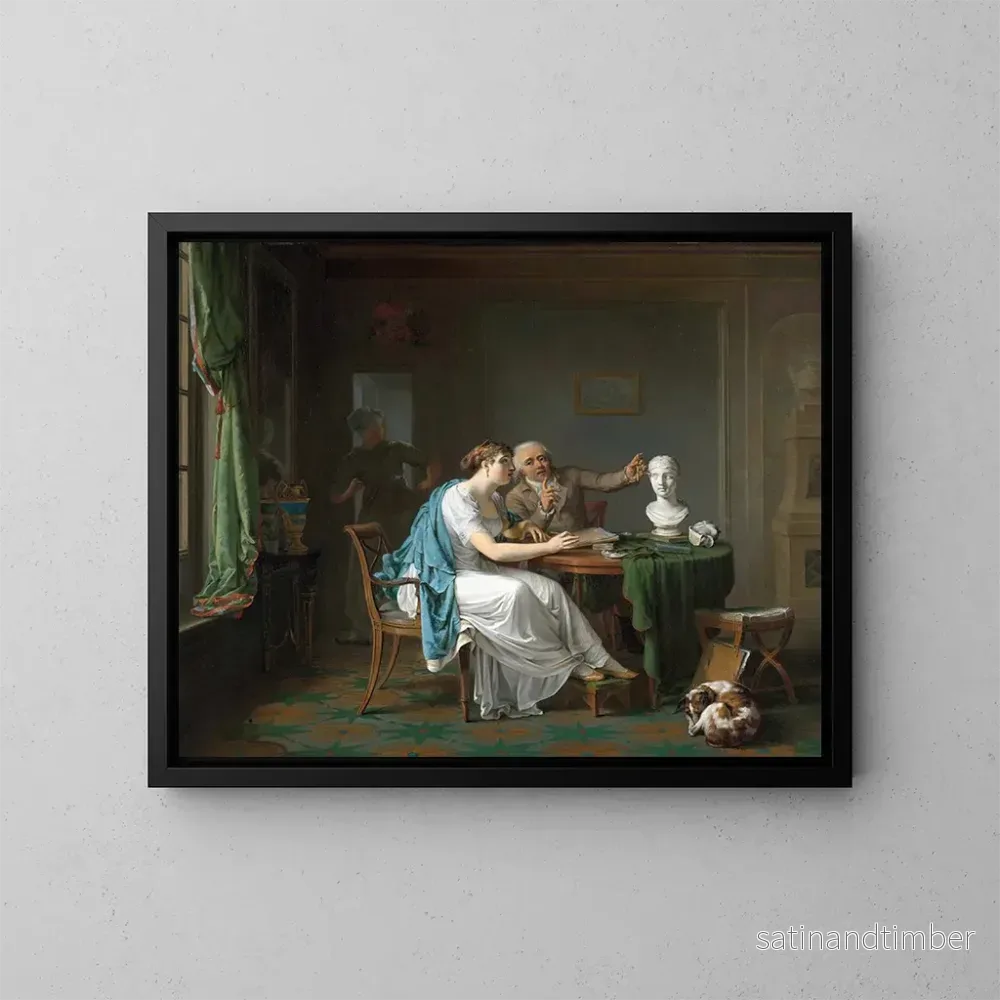 Reproduktion av målningen La leçon de dessin - Louis Moritz